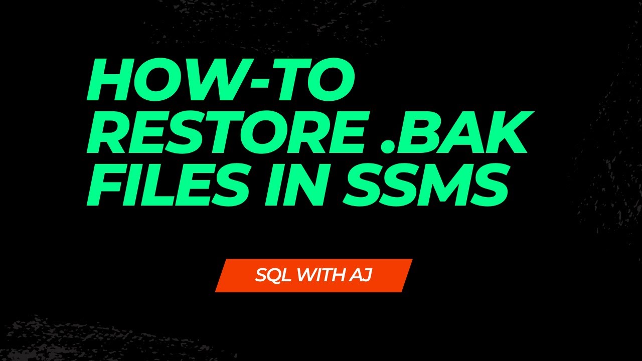How to restore .BAK files in SQL Server Management Studio
