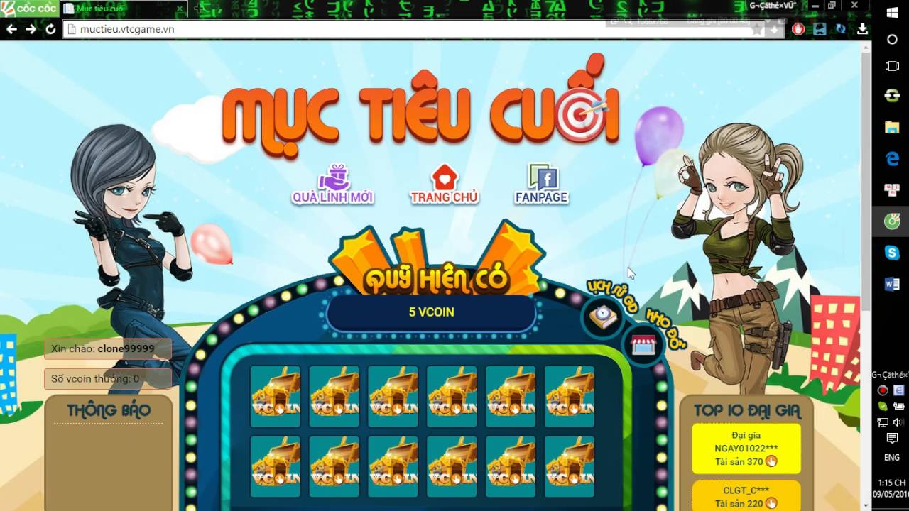 Hướng dẫn quay nhanh trang web muctieu.vtcgame.vn CFVN