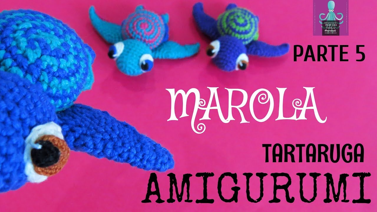 Tartaruga Amigurumi Marola - Parte 5 - Tutorial Olhinhos 3D de crochê - Mar da Nalu