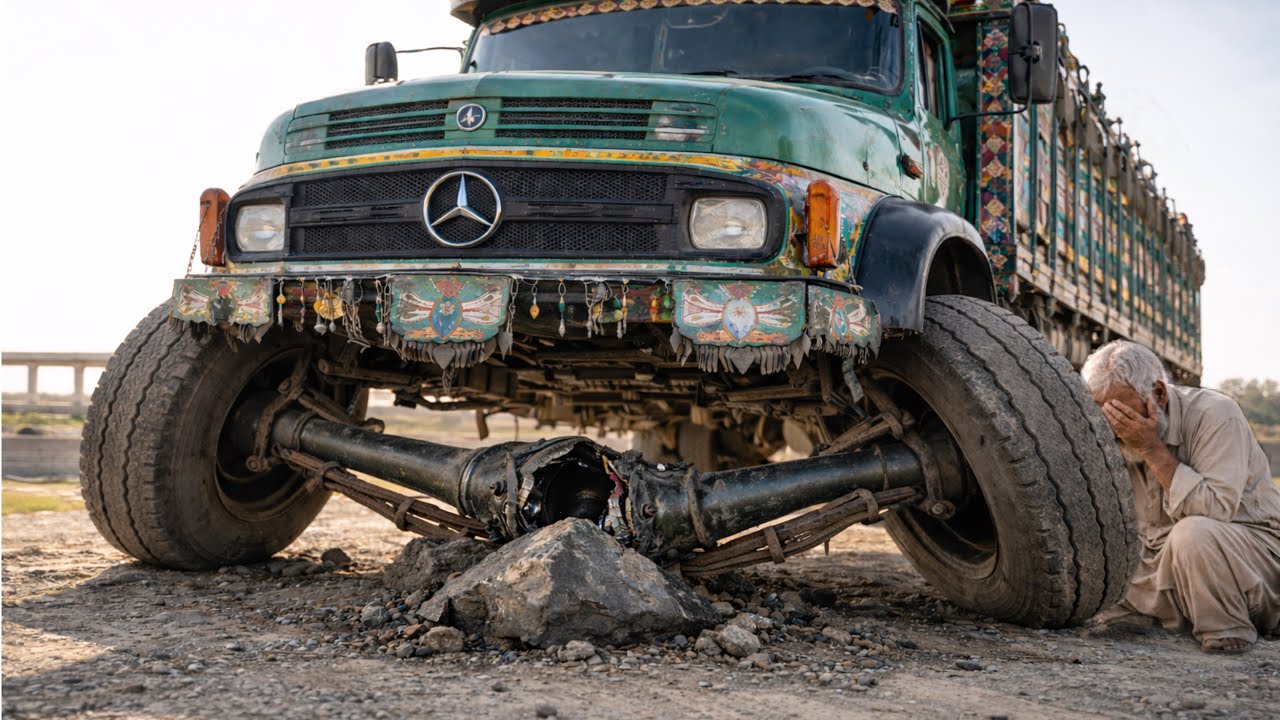 Mercedes Truck Front Axle Snapped in Half!