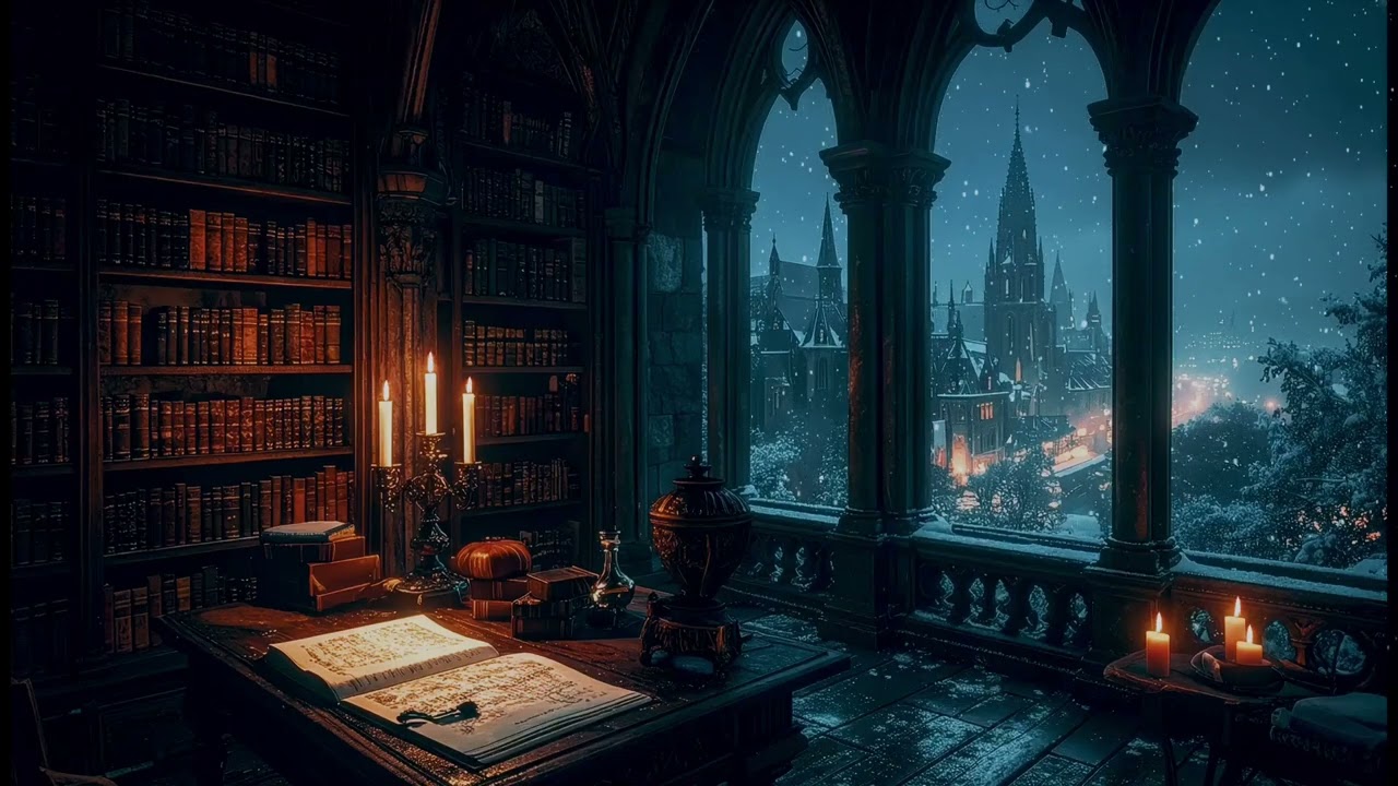 "Ink and Snowdrift — A Study Window of Silence and Time" | Dark Academia Ambience
