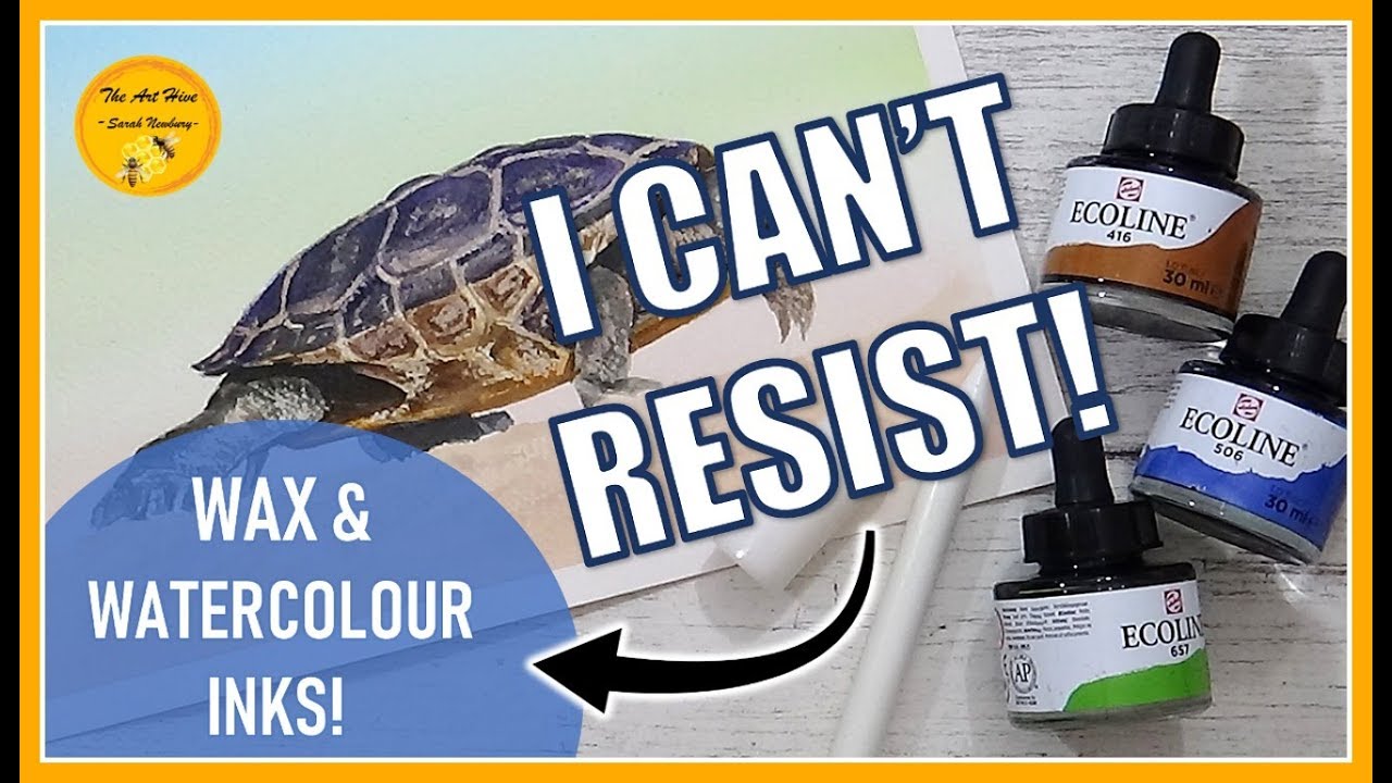 WAX RESIST painting with ECOLINE LIQUID WATERCOLOUR INKS - STEP by STEP for beginners