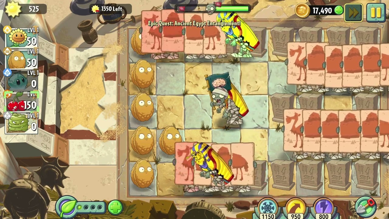 PvZ2 - Ancient Egypt Entanglement - Level 7 - Day 34 - Walkthrough