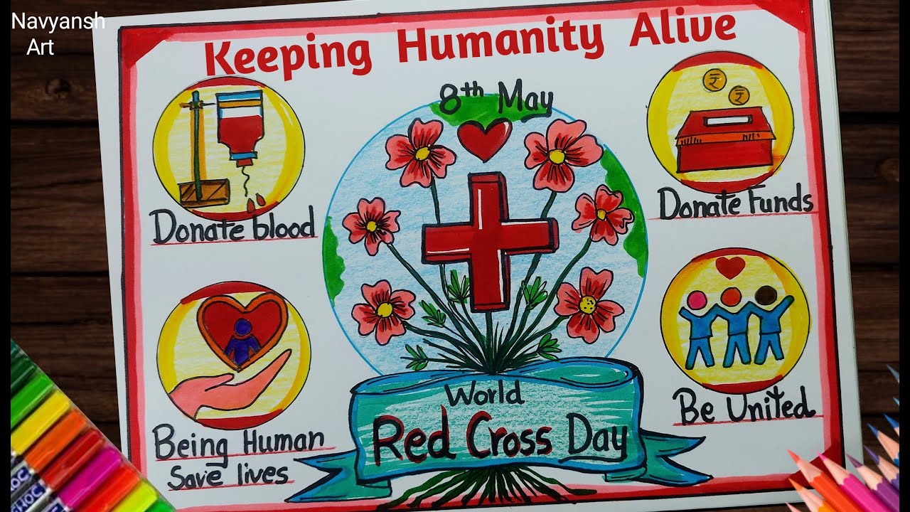 World Red Cross Day poster drawing / Red Cross Day chart project making // How to draw Red Cross Day