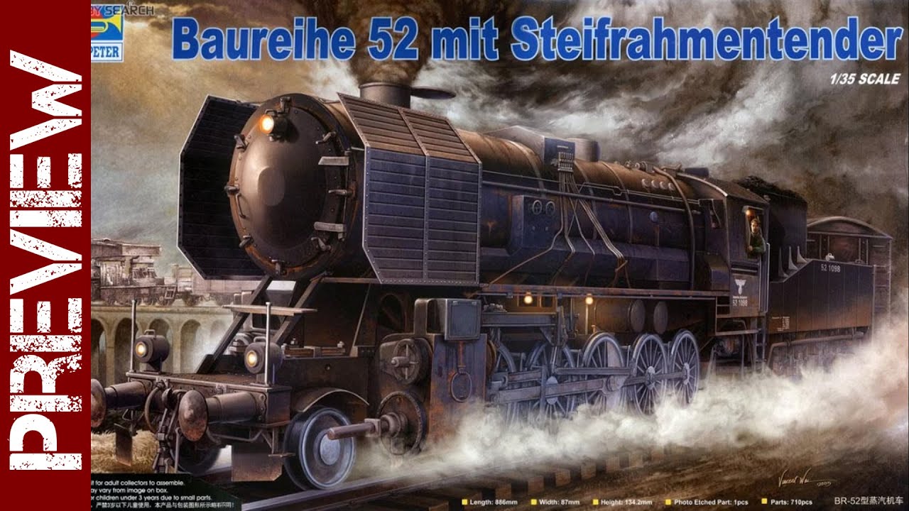 Trumpeter BR-52 WW2 Locomotive preview and diorama ideas (1:35 scale model)