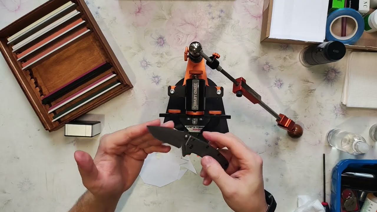 Заточування складаного ножа Kershaw Cryo 1555Ti / сталь 8Cr13MoV / синтетика ОА + яшма / Hapstone RS