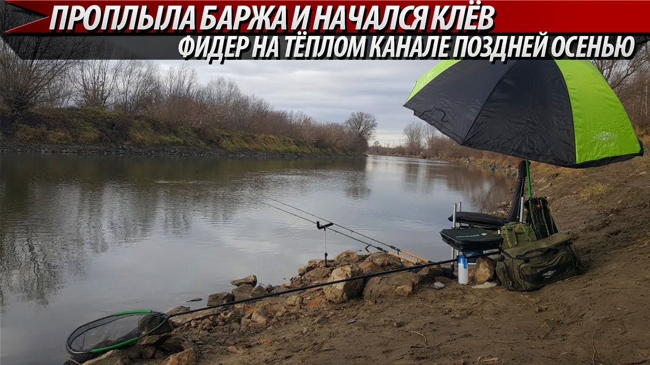ПРОПЛЫЛА БАРЖА И НАЧАЛСЯ КЛЁВ!!! Рыбалка на фидер поздней осенью. Фидер в ноябре на тёплом канале