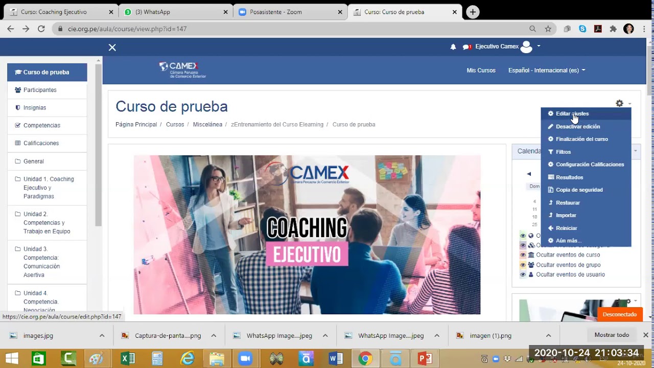 Ambiente de aprendizaje del Moodle 24/10