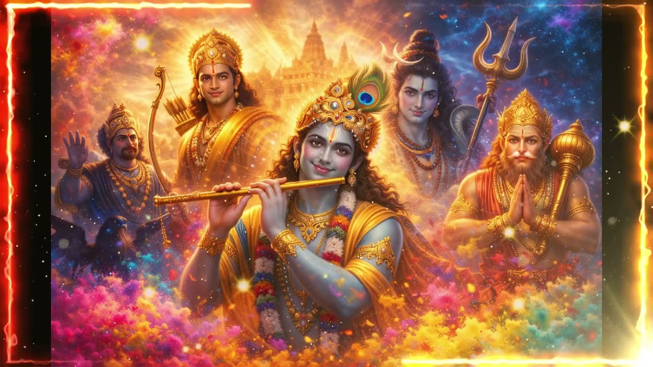 होली पर जरूर सुनें! राम शिव हनुमान संग कृष्ण की होली | Vrindavan Holi with Krishna Ram Shiv Hanuman