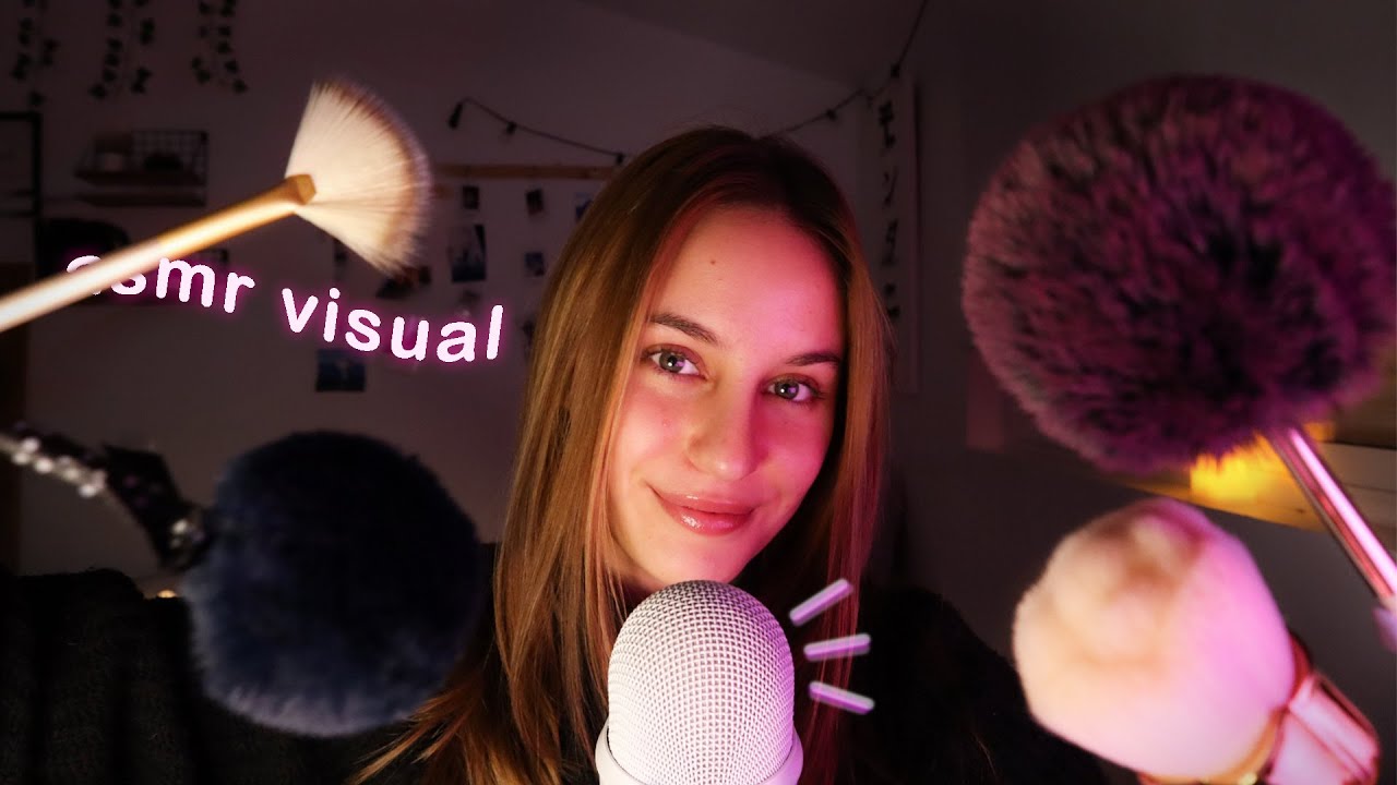 Te Acaricio la cara con Brochas y Mouth Sounds (asmr visual para dormir bien profundo) ♡