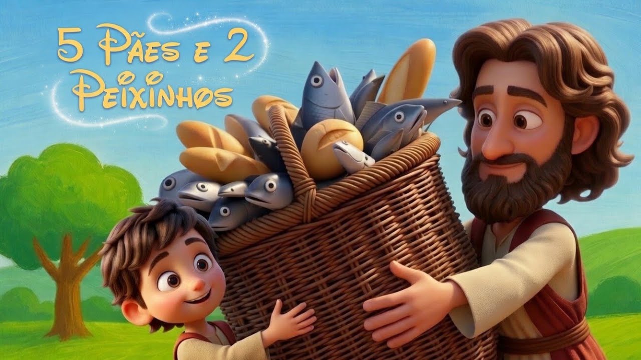 👉 5 Pães e 2 Peixinhos 🍞🐟 | Música Infantil Cristã Bíblica | O Milagre de Jesus
