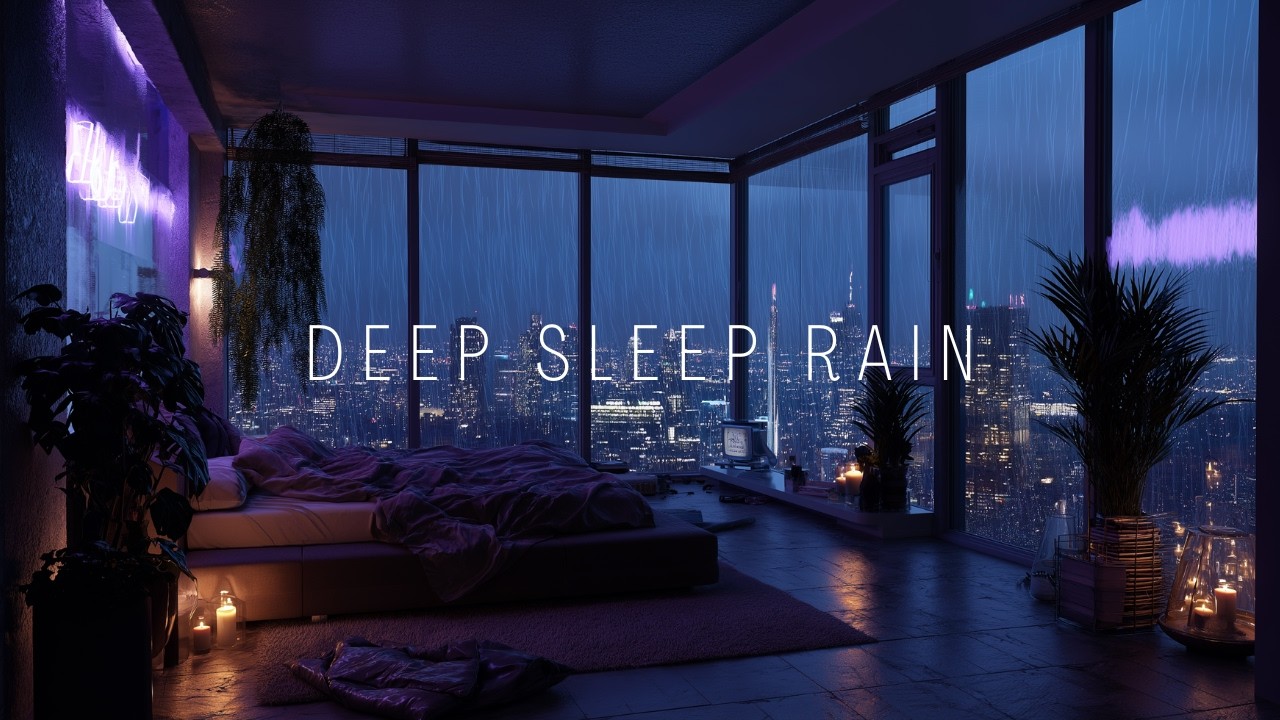 Calming Rain Sounds at Night | City Lights, Rainfall Ambience for Relaxing & Focus