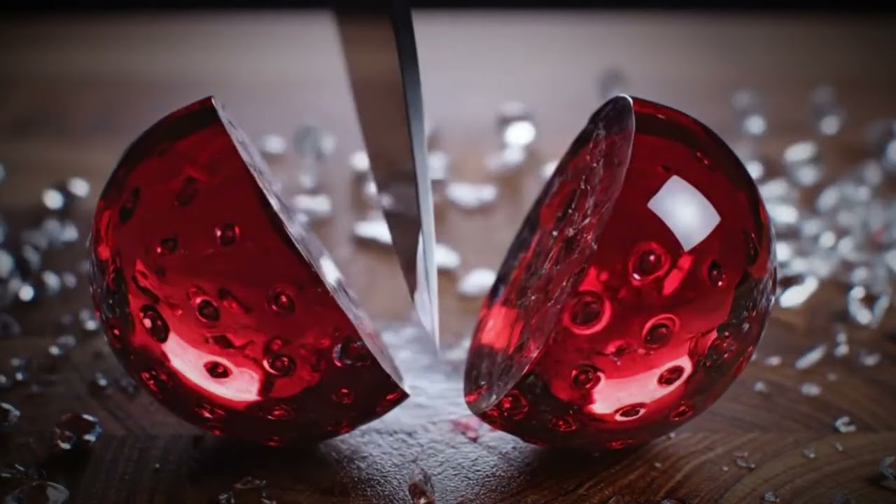 Luxury Diamond Strawberry Cutting ASMR | Crystal Glass Fruit Slicing No Talking No Music