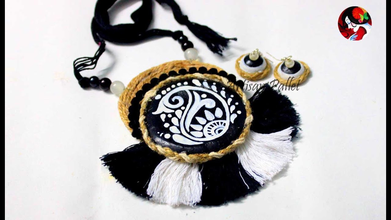 How to make a Handmade Clay Jute Jewelry | DIY Jewellery Making at Home | Handmade Jewelry Design