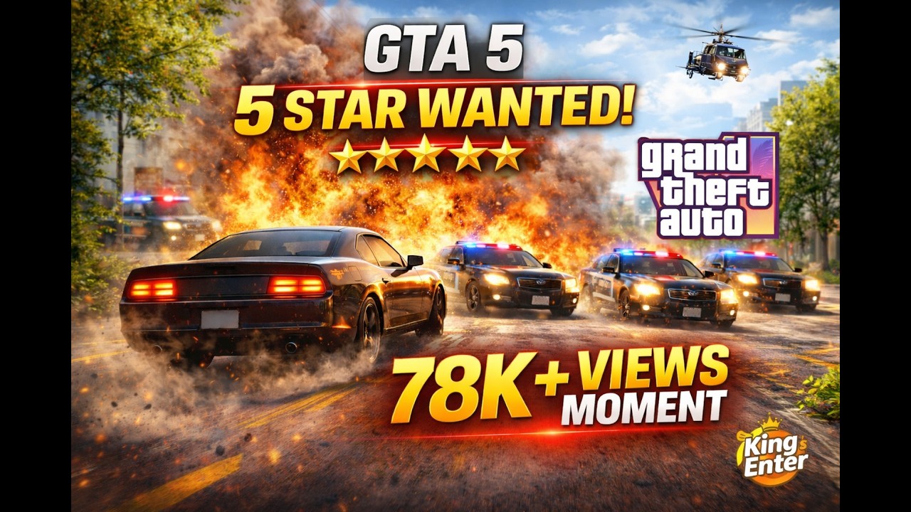 GTA 5 5 Star Wanted 😱 Insane Police Escape | KINGENTER#gta #shortslive #policepursuit