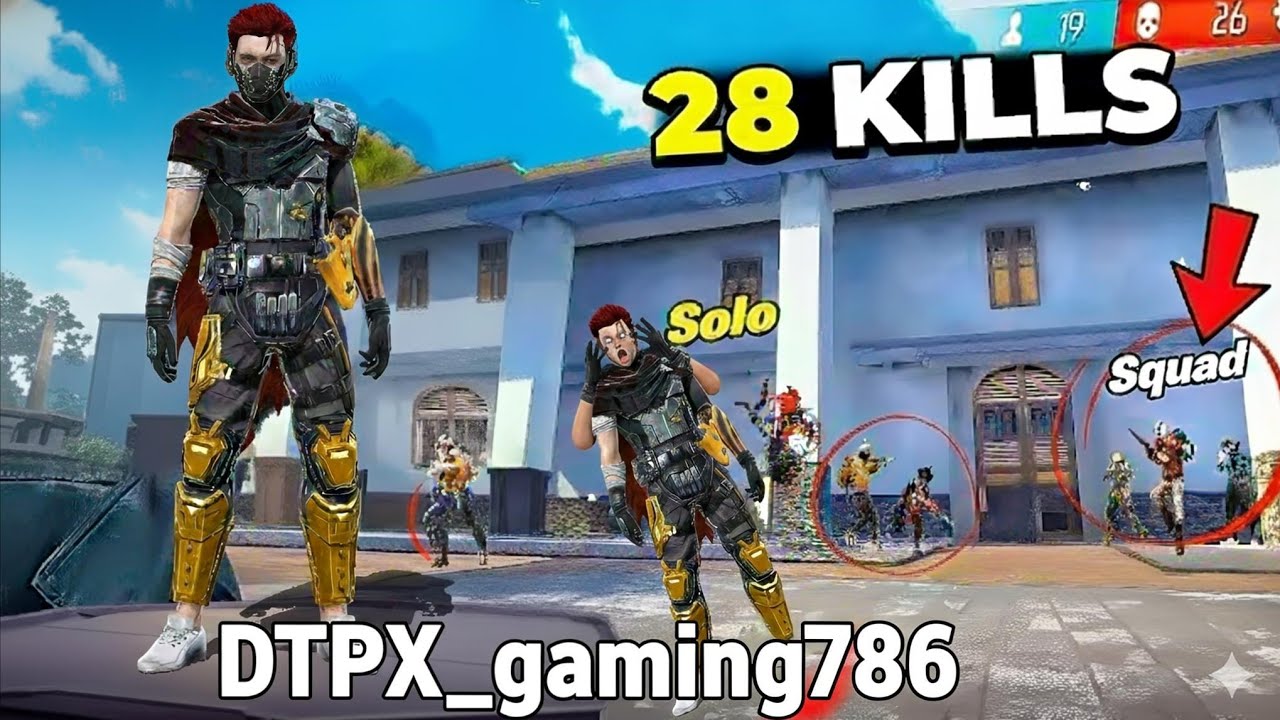 28 kill 😱 highest kills in grand Master 💪 lobby in free fire 🔥 free fire gameplay @DTPX_gaming786 😎
