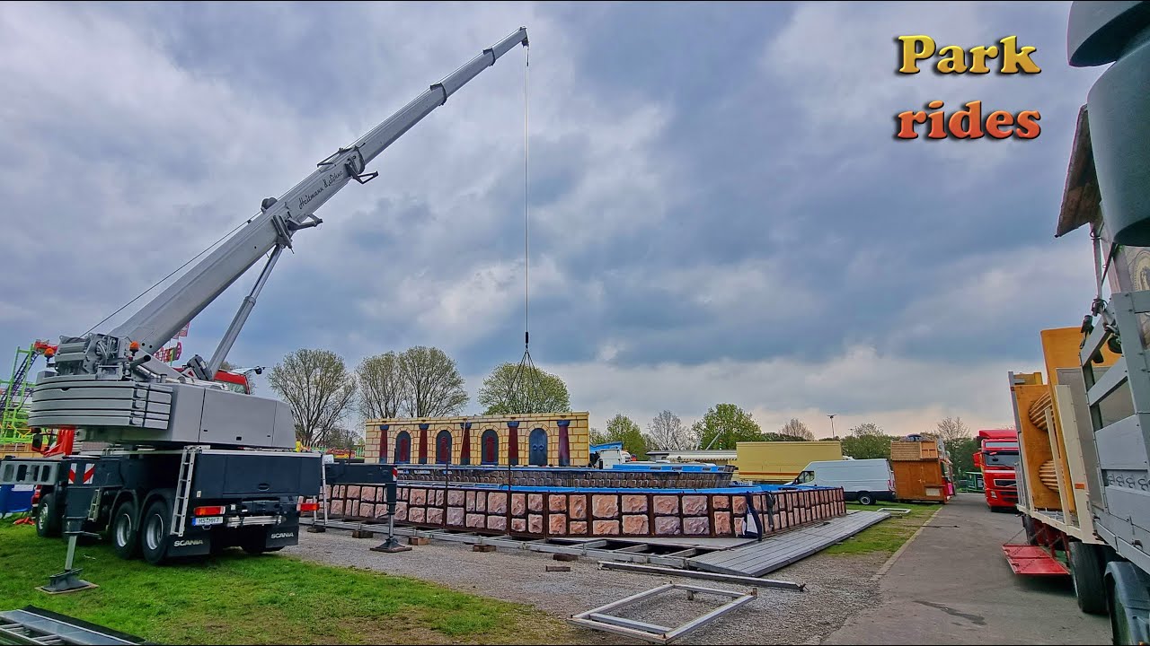 Kirmes Krefeld Aufbau und test Eurocoaster Duitsland 29-4-2023