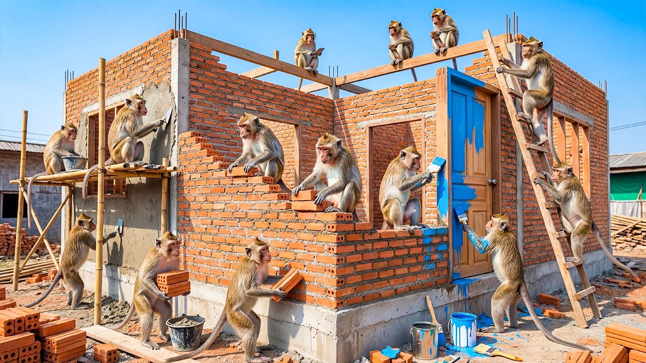ये बंदर इंजीनियर हैं?! 😱🧱 | Monkeys Work Together to Build a Solid House