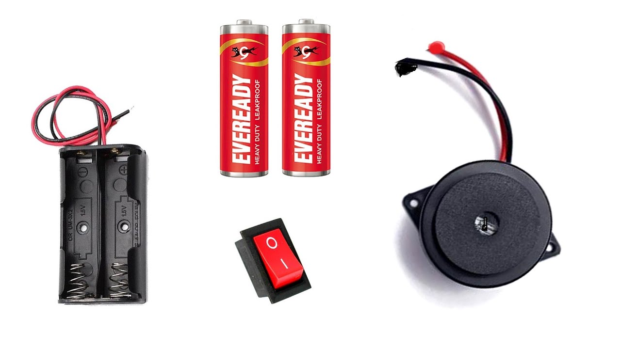 How to Connect/Wire DC Buzzer with AA Battery & On/Off Switch | Simple Electric Circuit