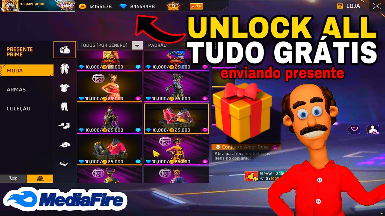 SAIU! UNLOCK ALL NOVA ATUALIZA&Ccedil;&Atilde;O ENVIANDO PRESENTE  (TUTORIAL ATUALIZADO UNLOCK ALL) NOVO METODO!
