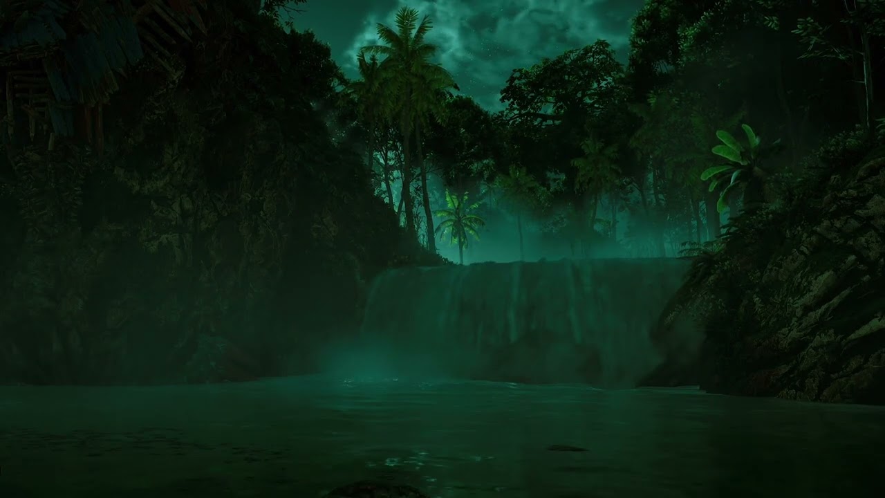 Jungle Waterfall [ Night Ambience ] Forbidden West