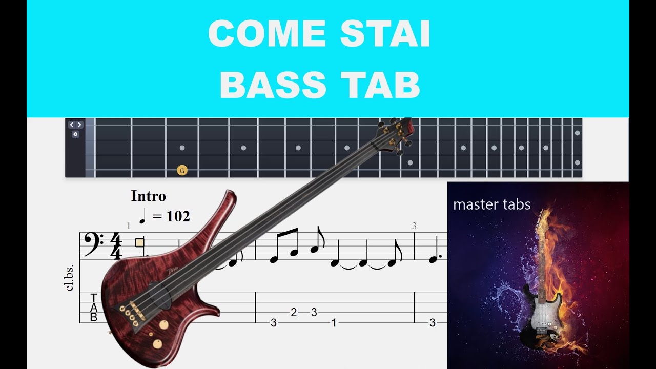 COME STAI  | VASCO ROSSI | Bass Tab | TUTORIAL #Mastertabs#BestFreeYoutubeMusic #rock #vascorossi