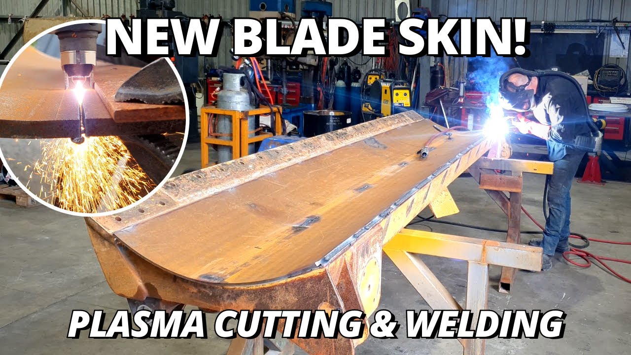 Installing NEW BLADE SKIN for CAT 815 Soil Compactor | Plasma Cutting & Welding