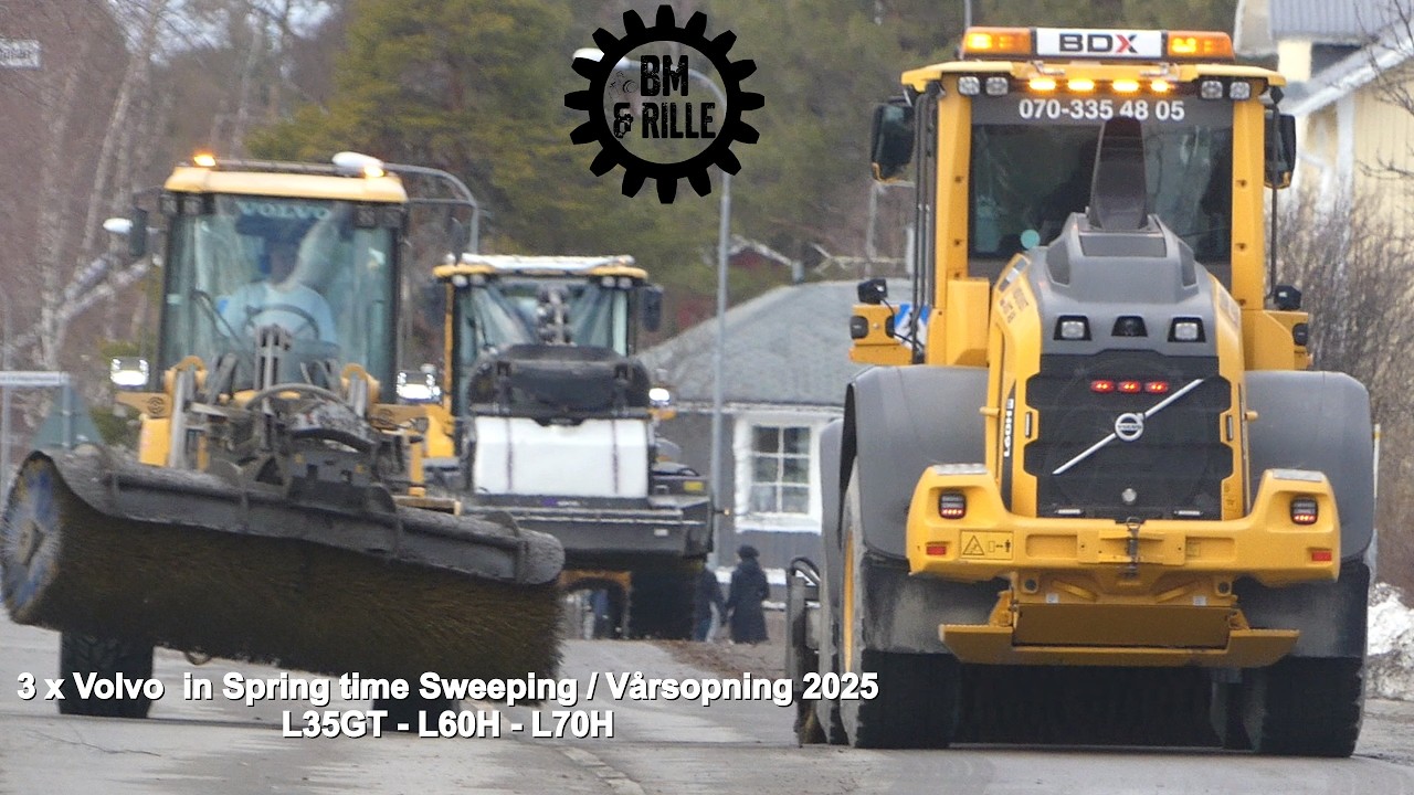 3x Volvo wheel loaders in Spring time Sweeping / Vårsopning 2025