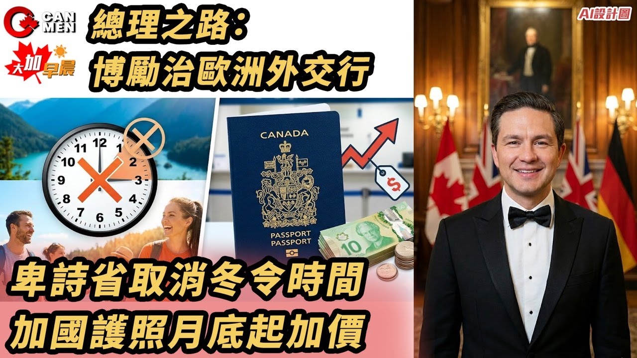 博勵治出訪歐洲 搏做下屆總理｜卑詩省取消冬令時間 全城叫好｜卡加利樓市成交低迷 跌逾10％｜派拉蒙購華納 串流平台大混戰｜申請加國護照月底起加價｜大加早晨 0303