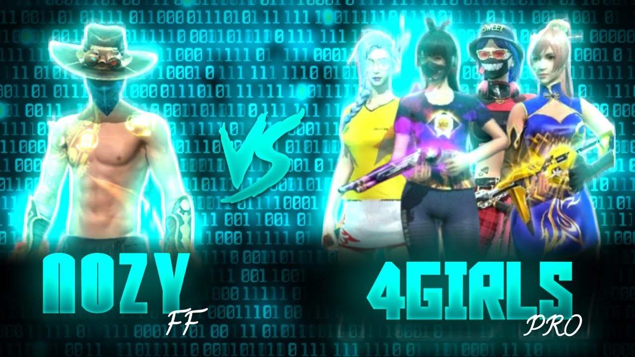 NOZY 🥷🏽 vs 4 Pro GIRLS 💗 | Free Fire 1vs4 Gameplay 😳
