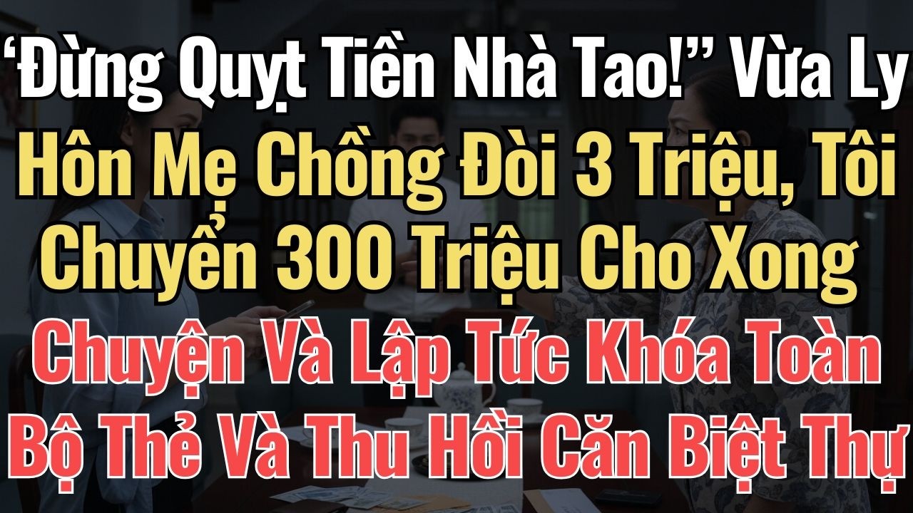 “Đừng Quỵt Tiền Nhà Tao!” Vừa Ly Hôn Mẹ Chồng Đòi 3 Triệu, Tôi Chuyển 300 Triệu Cho Xong Chuyện Và
