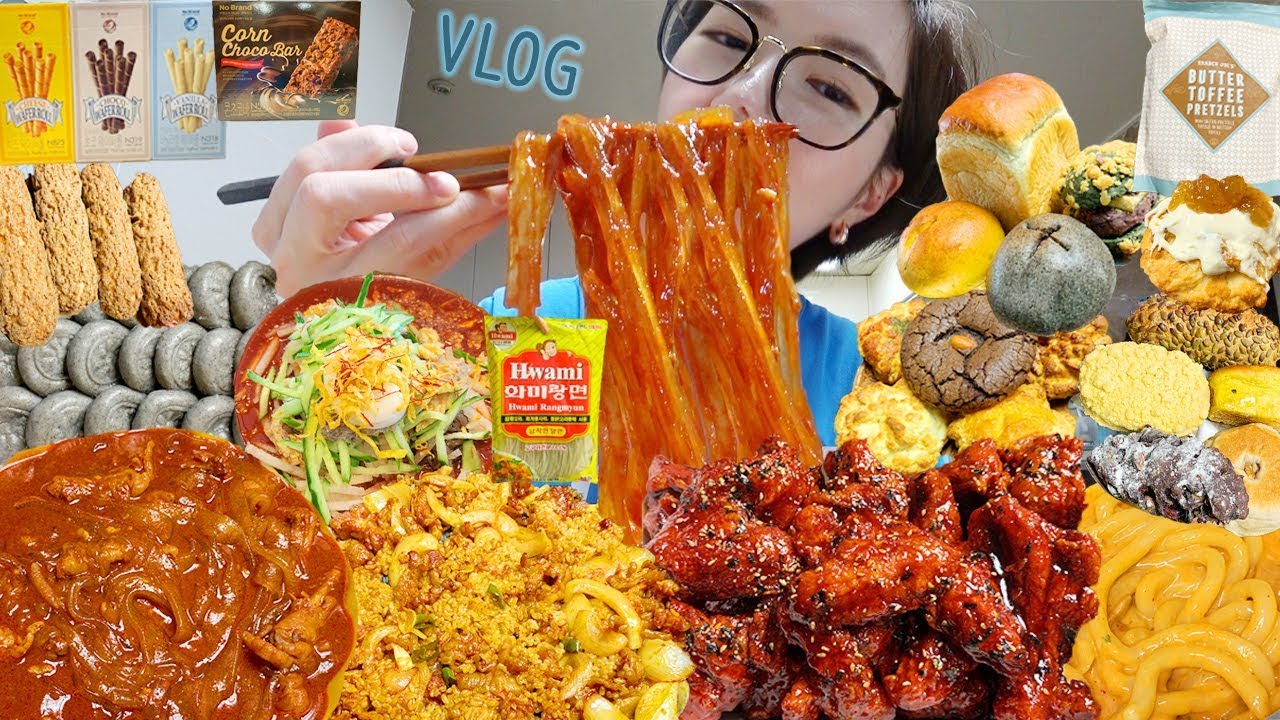 먹방)불닭치킨 납작당면파티 치즈폭탄닭발볶음밥 로제마크정식 서울유명빵들 국물닭발 스콘 흑임자절편 노브랜드웨이퍼 크로칸슈 진주하연옥 타이웨이 식키지 화미랑면 VLOG MUKBANG