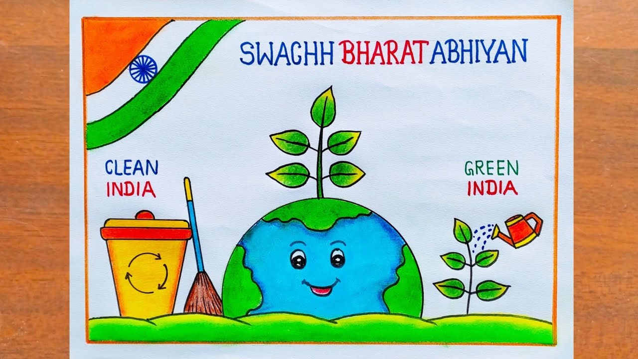 Swachh Bharat Abhiyan Poster Drawing Easy / Clean India Poster Drawing Easy / Clean India Drawing 