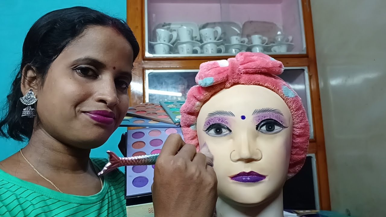 Asmr purple Makeup on a Mannequin face