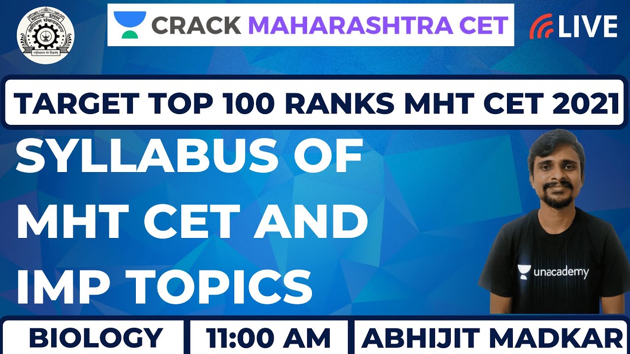 Syllabus of MHT CET and IMP Topics | Biology | Target MHT CET 2020-2021 | Abhijit Madkar