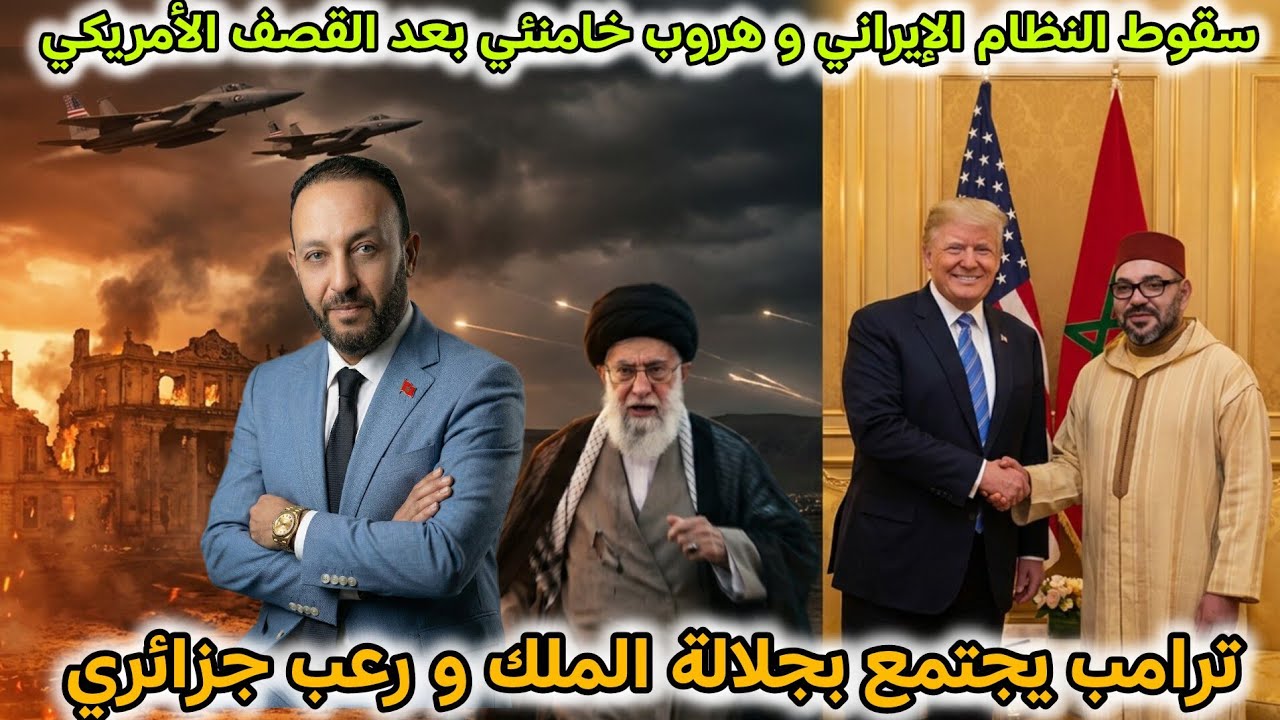 سقوط النظام الإيراني و هروب خامنئي بعد الهجوم الأمريكي ، و رعب بالجزائر ، و ترامب يجتمع بجلالة الملك