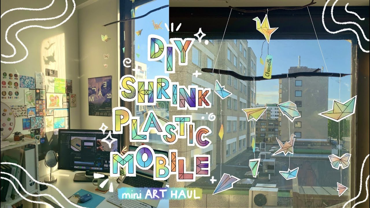 How to DIY mobile with SHRINK PLASTIC | mini art haul