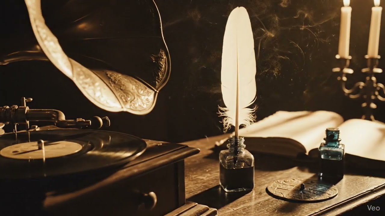 Vintage Study Scene #VintageAesthetic #CinematicMood #DarkAcademia #Gramophone #FilmGrain #ArtReels