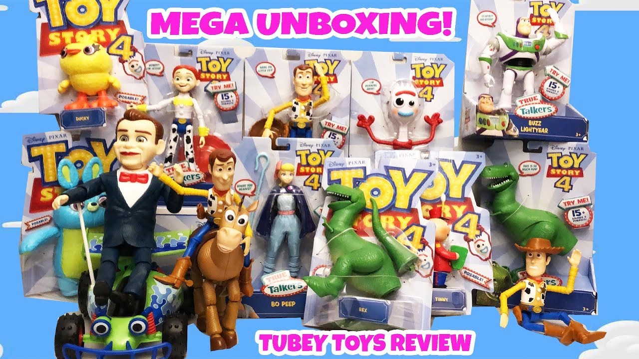 Huge Unboxing of Toy Story 4 Poseable Figures, True Talkers | Benson, Woody, Tinny, Jessie, Bo