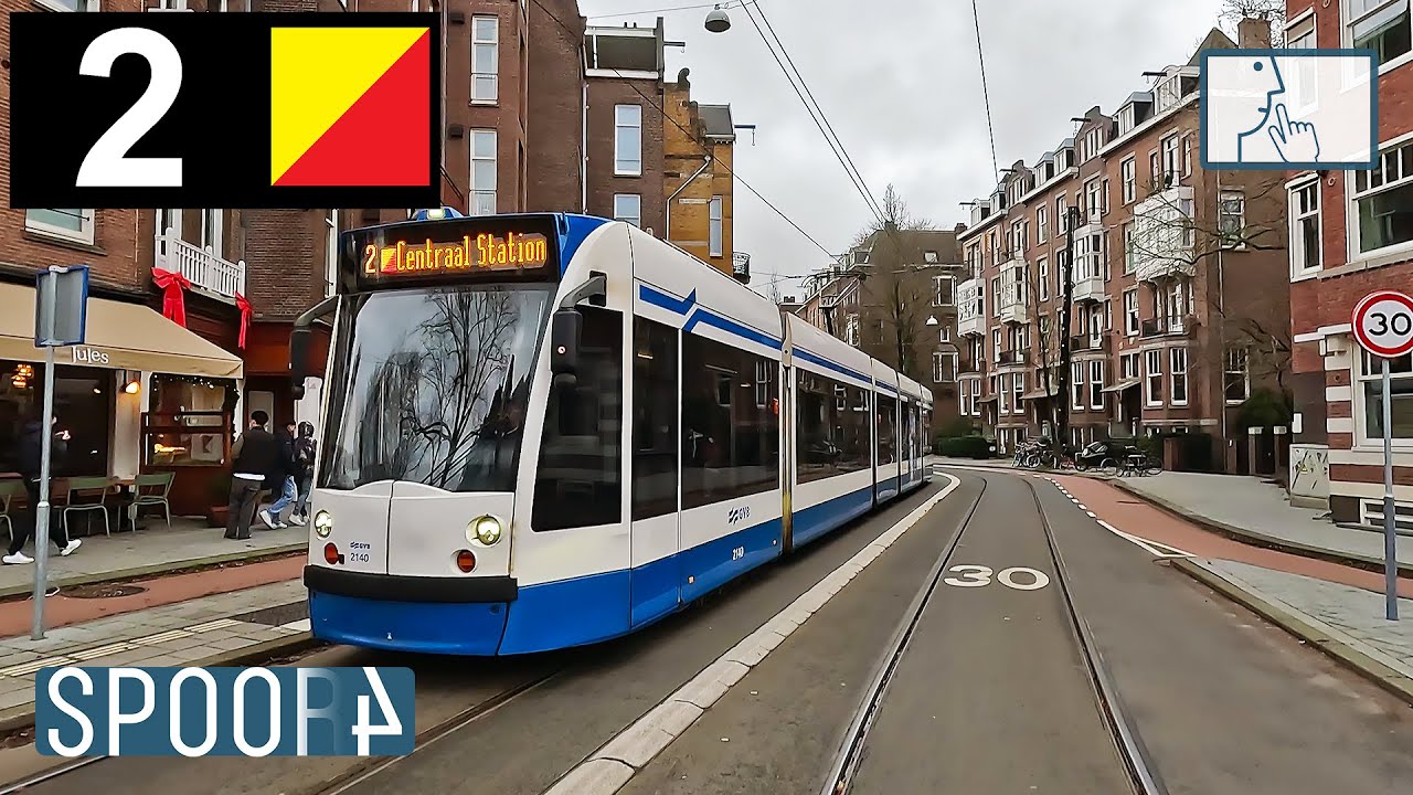 Cabinerit Tram 2 (Amsterdam) | Centraal Station - Oudenaardeplantsoen (Tram Driver's POV)