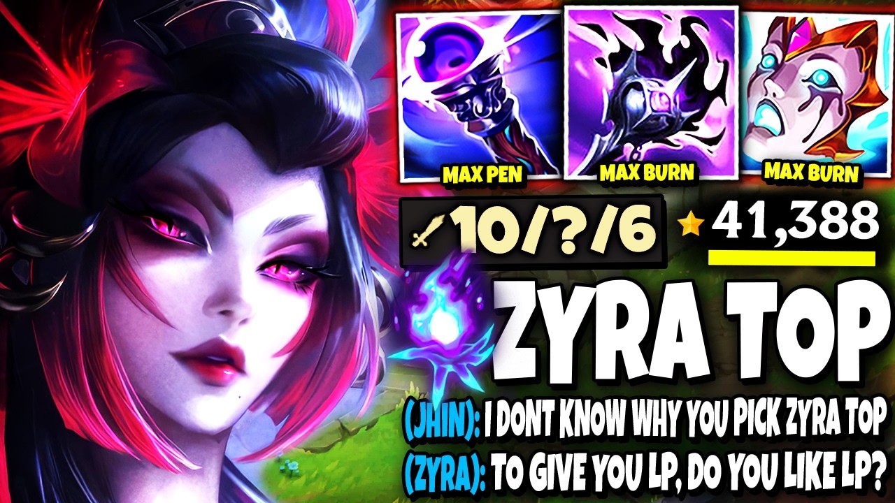 Zyra Top Lane with MAX BURN Build is FREE ELO (YORICK TILTED) 🔥🔥 | Fill to win #57 | s16 Gameplay