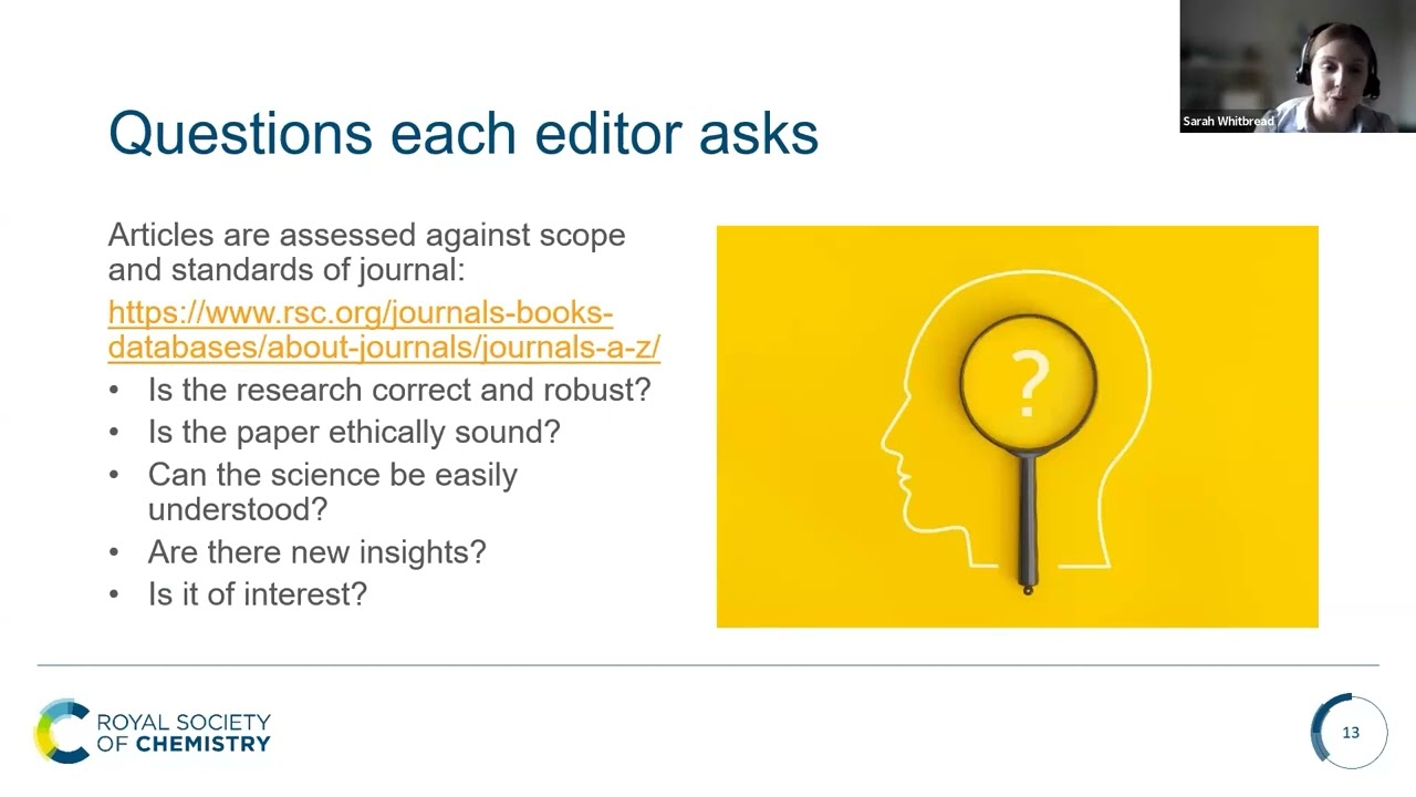 Peer Review Week webinar – insights from Royal Society of Chemistry journal editors