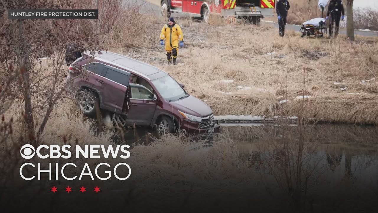 2 drivers hurt in Huntley crash; one car ends up near pond