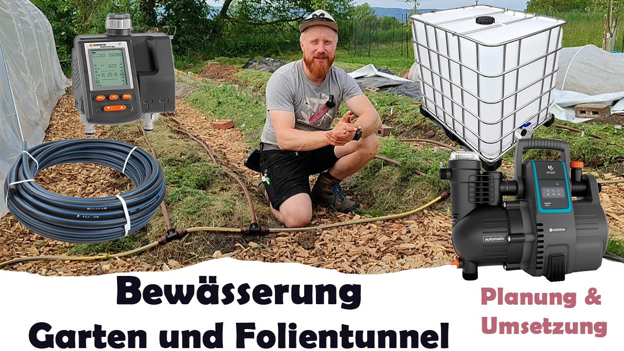 Bewässerung Garten Gewächshaus Tröpfchenbewässerung IBC Tank anschließen