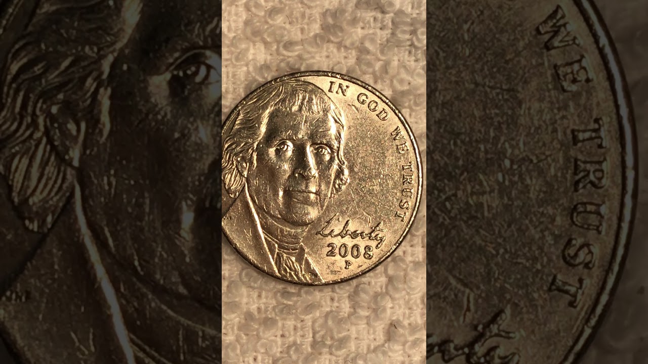Jefferson 2008 Nickel  face line error coin