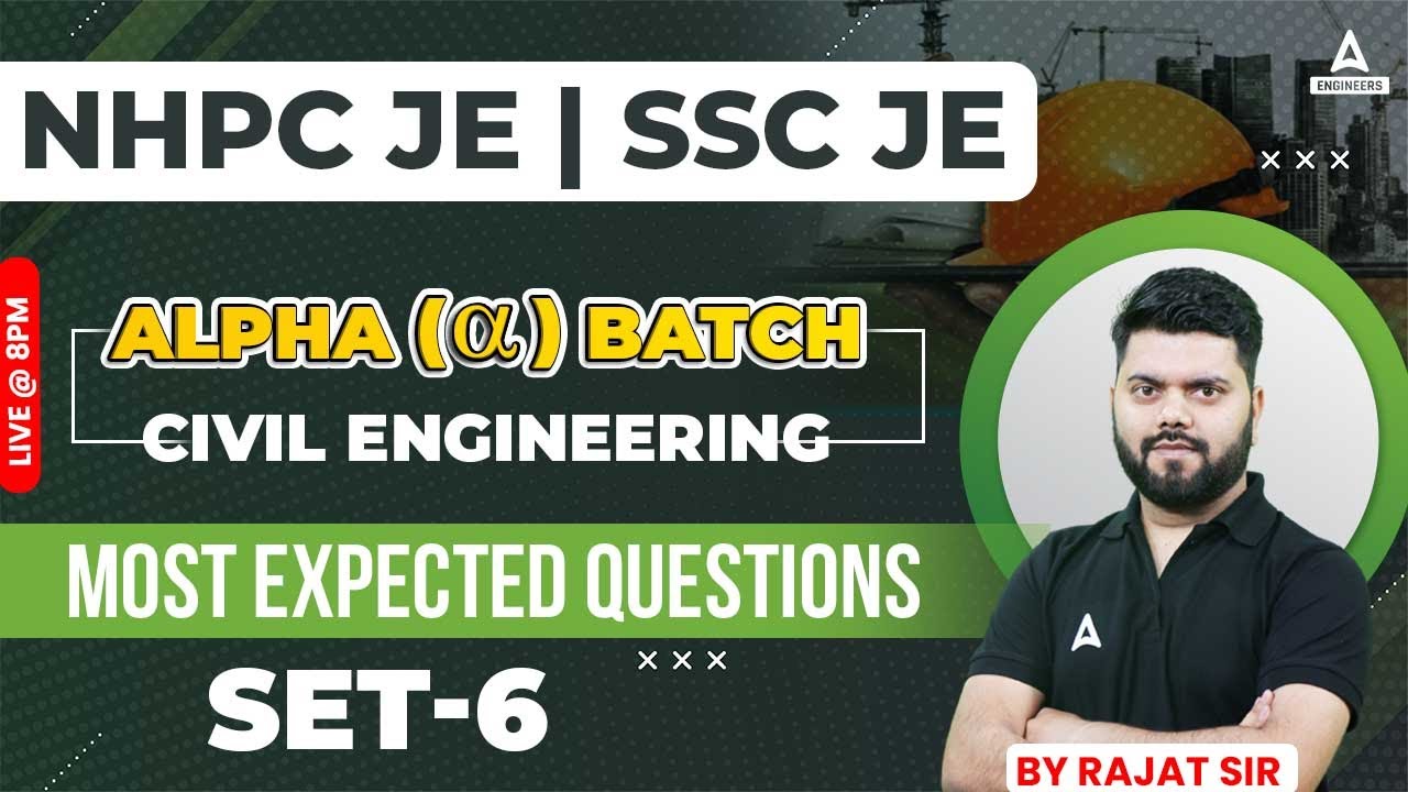 NHPC JE Civil Most Expected Questions #6 | SSC JE/NHPC JE Civil Engineering by Rajat Sir