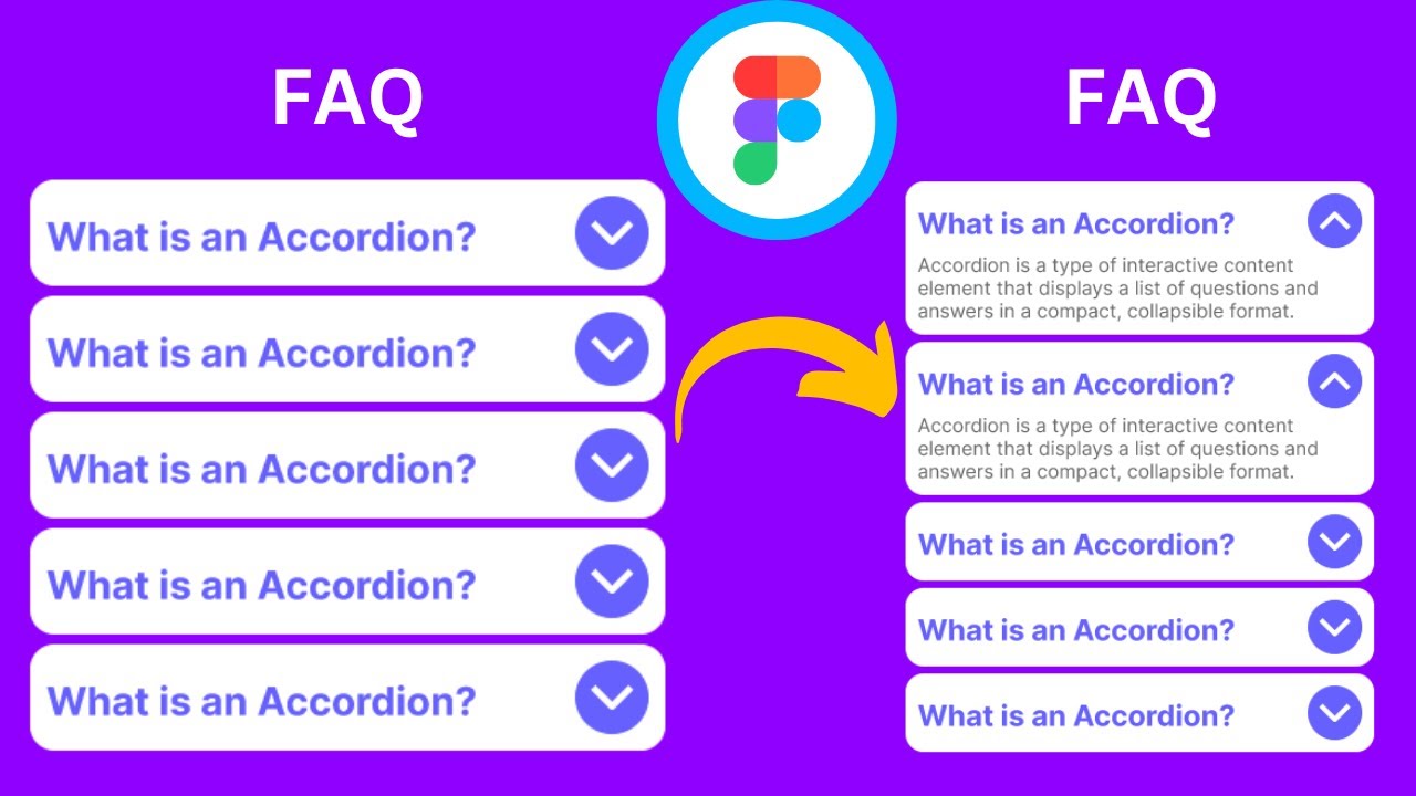 How To Design A Collapsible FAQ Accordion In Figma Using Auto Layout | Components and Prototype