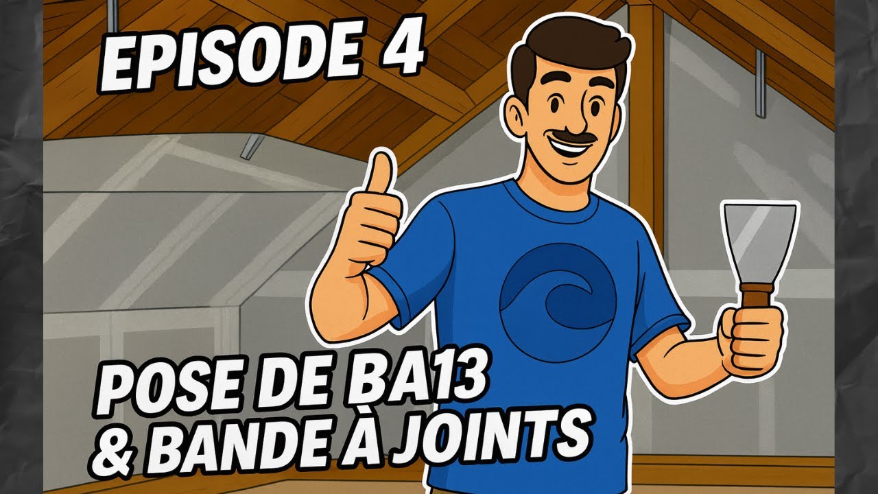 Épisode 4 : Pose du BA13 en rampant & bandes à joint | Timelapse rénovation
