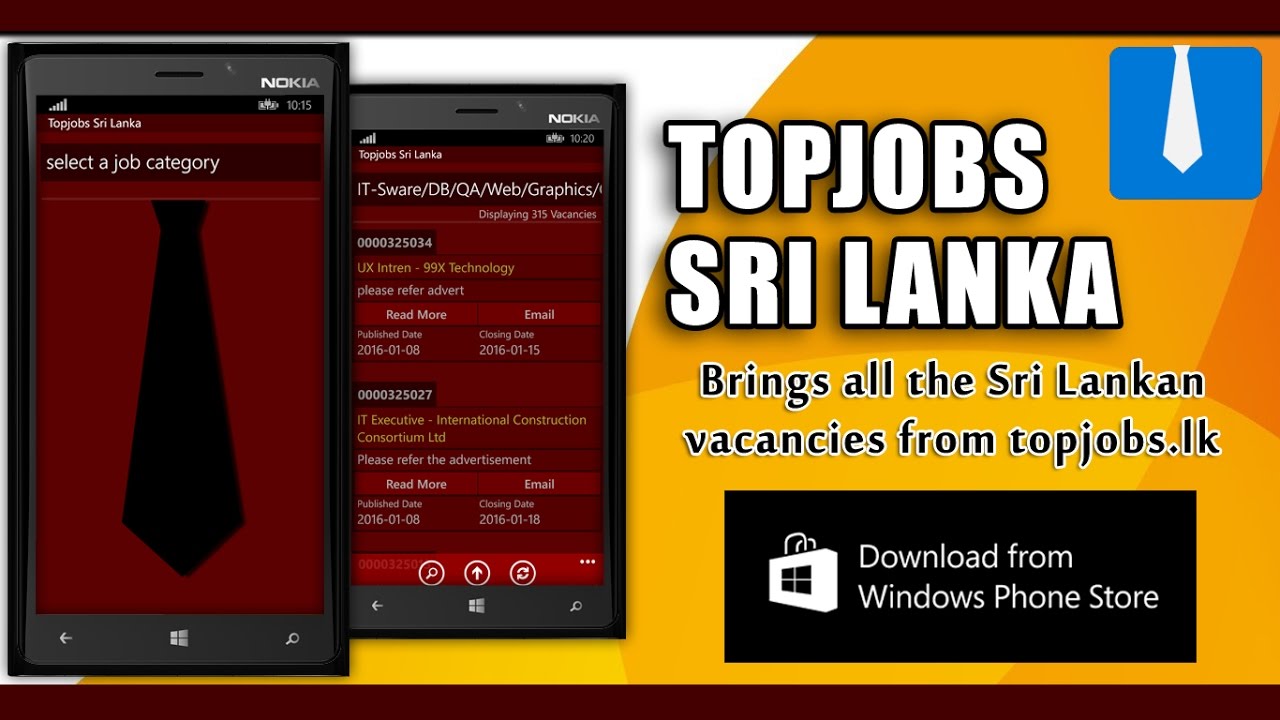 Topjobs Sri Lanka Windows Phone App : Overview Demo
