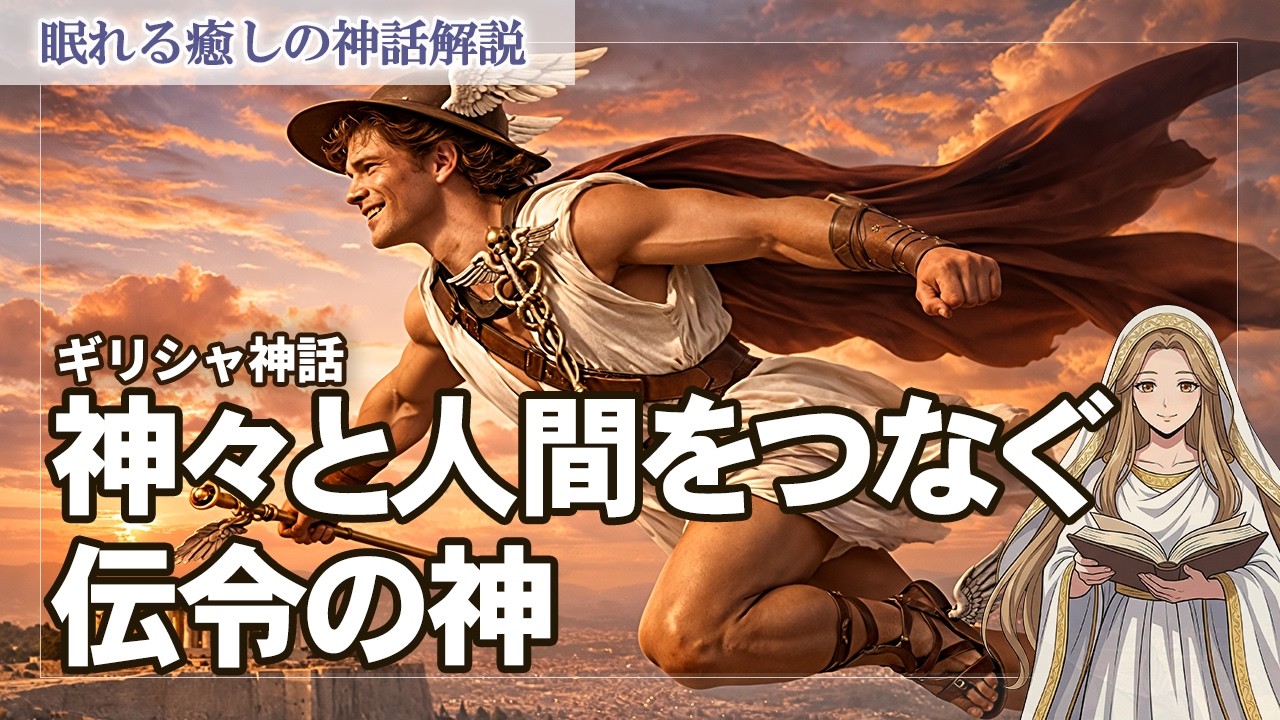【眠れる癒しの神話解説】神々と人間をつなぐ伝令の神、ヘルメス。生まれた当日に牛を盗んだ天才詐欺師！？【ギリシャ神話 第11話】
